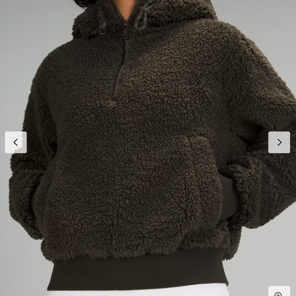 NWT Lululemon Textured Fleece Half-Zip Dark Olive Size 8 - Picture 6 of 6